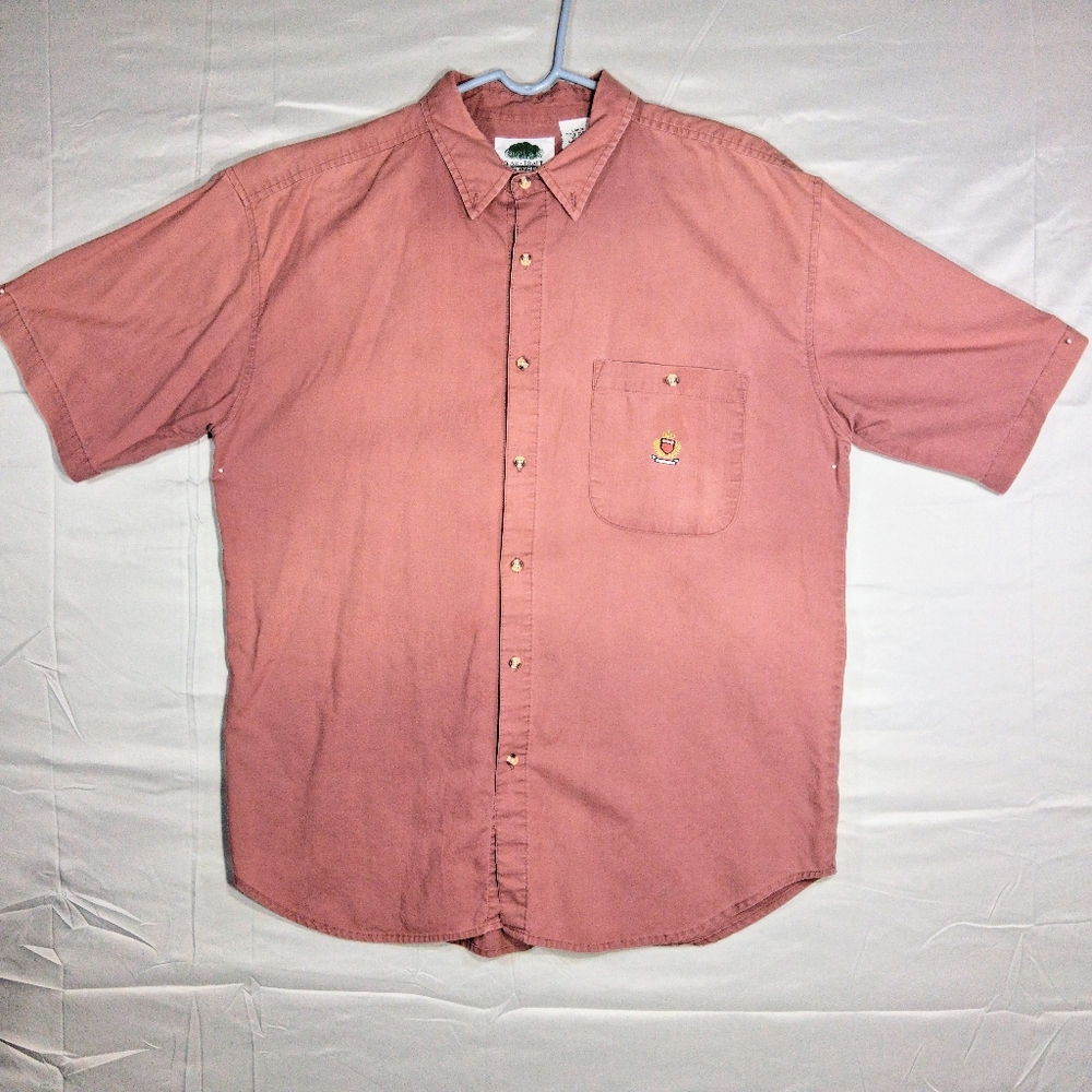 Cabela's Men's Large Salmon Pink Oak Trail Outerwear Button Down Short Sl. Shirt